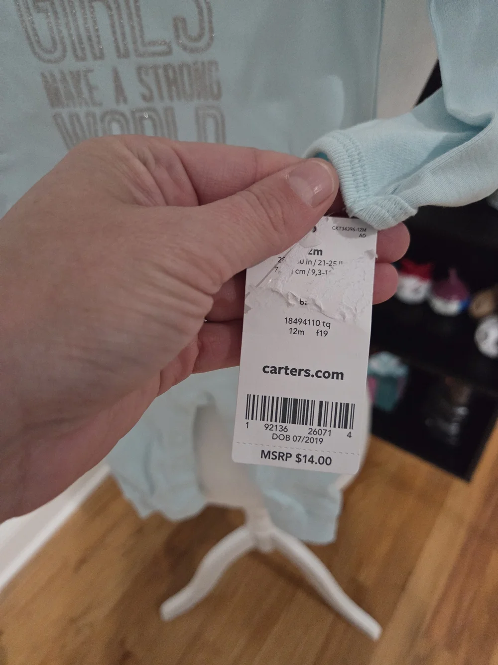 Carter's Light Blue Long-Sleeve Footie with Silver Glitter Text
